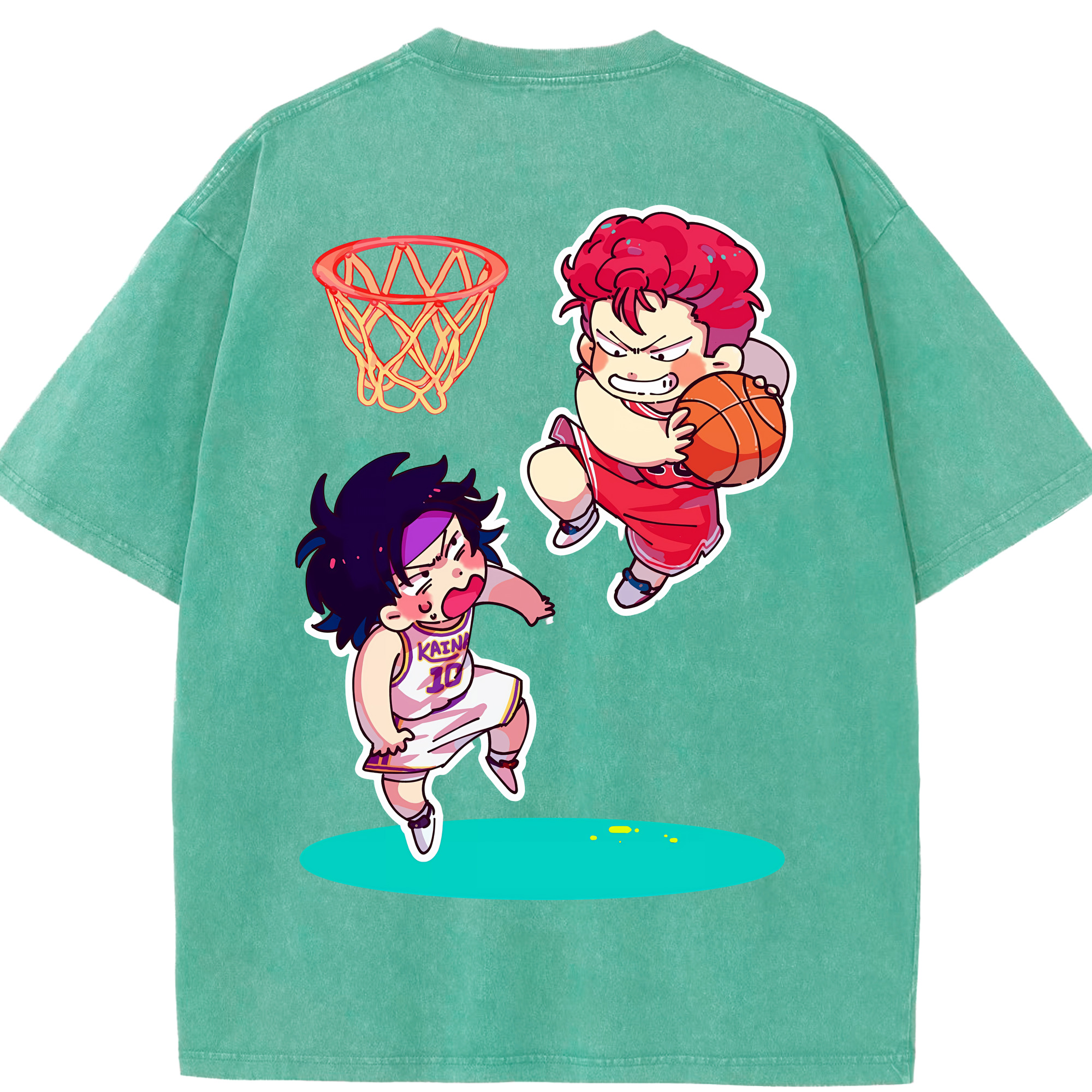 SLAM DUNK／スラムダンク 綿100% ヴィンテージ風 半袖Tシャツ（背面プリント）